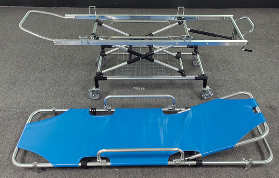 Alumínio liga de primeiros socorros PU de couro carrinho de transferência do paciente separável elevador traseiro