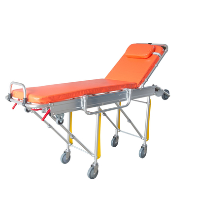 Bom preço. Maca de dobramento de carregamento médica da ambulância da emergência com os trilhos da liga de alumínio on-line