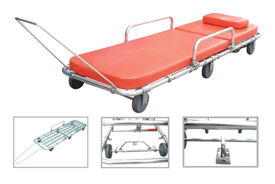 Bom preço. carro manual da maca da emergência do trole da maca da ambulância da liga de alumínio para o transporte paciente com 6 rodas on-line